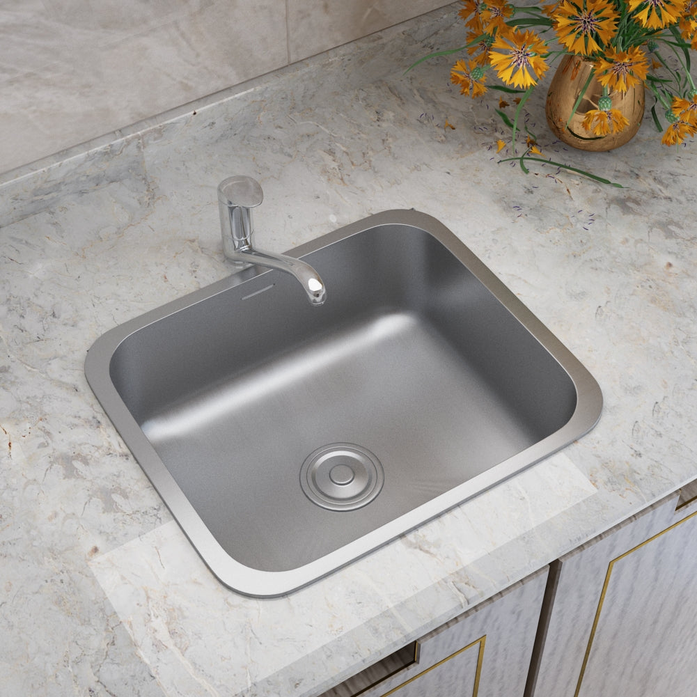 Deep Single Bowl Stainless Steel Kitchen Sink With Strainer