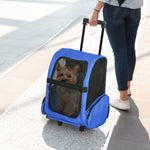Pet Travel Backpack Bag Cat Puppy Dog Carrier W/ Trolley And Telescopic | Blue