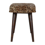 Solid Wood Leopard Print Deep Button Bench