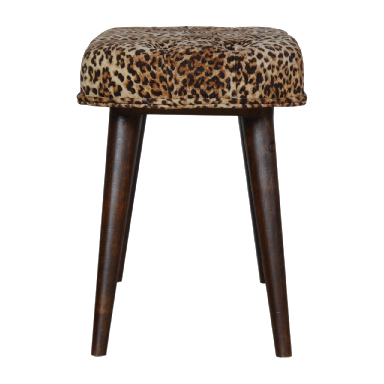 Solid Wood Leopard Print Deep Button Bench
