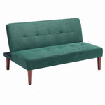 Small Modern 2-seater Padded Convertible Sofa Bed With Wooden Legs | Green