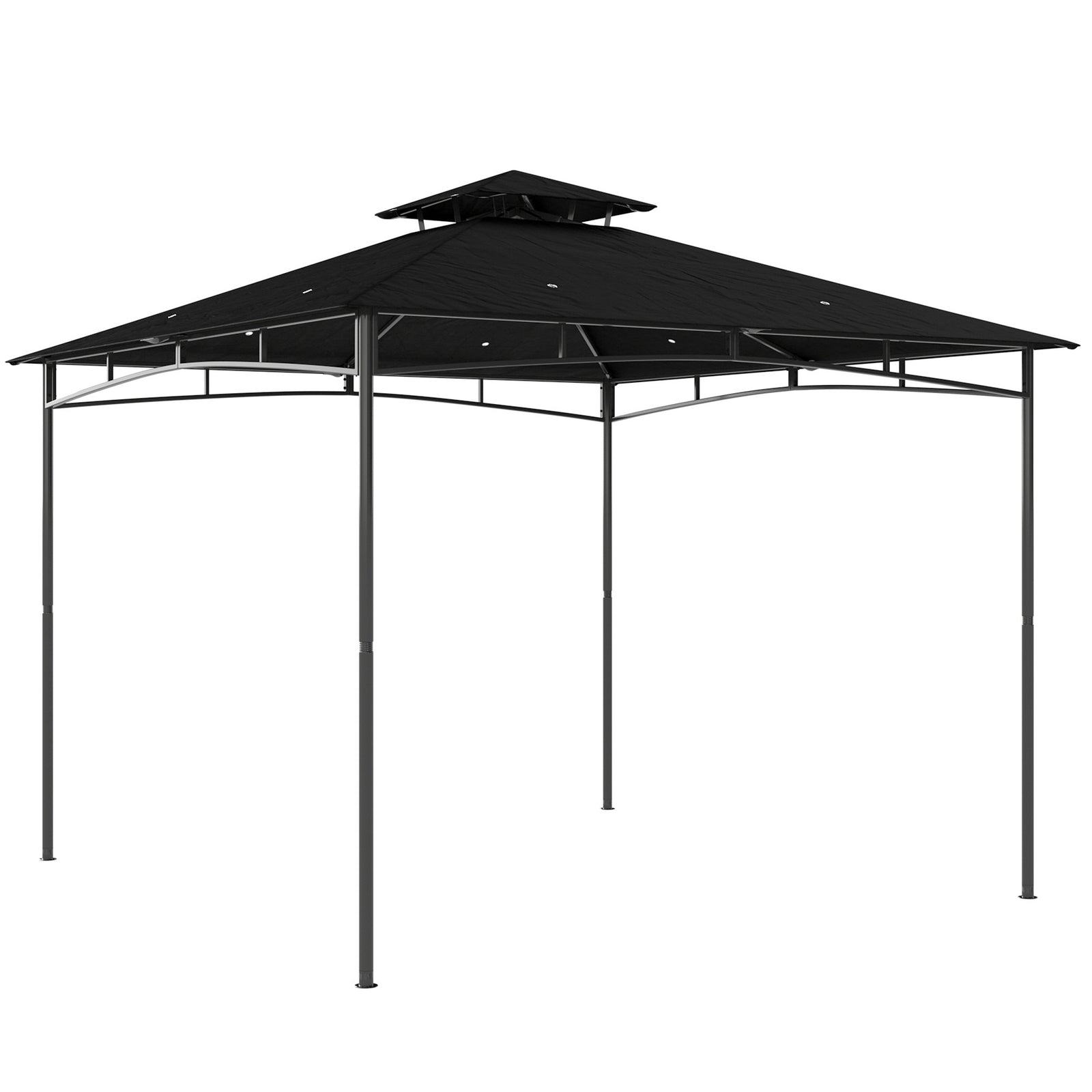  3 X 3 M Gazebo, Outdoor Gazebo Canopy With 2-tier Roof | Black