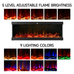 50''wall Mounted & Recessed Electric Fireplace – 9 Led Flame Colors, Remote & Wifi Control,24h Timer Function, Adjustable Heat