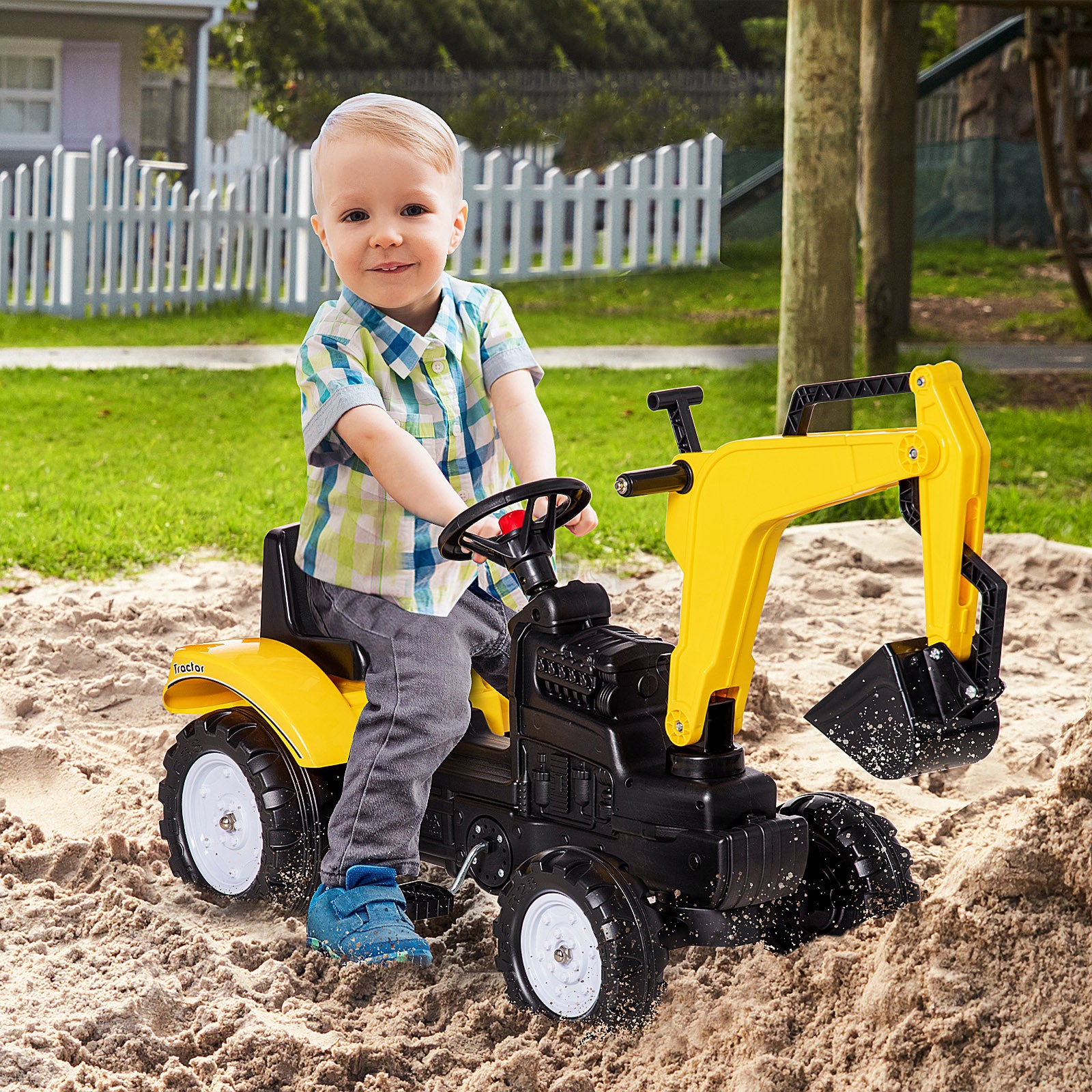 Kids Ride On Digger Pedal Go Kart Play Construction Car For 3 - 6 Years