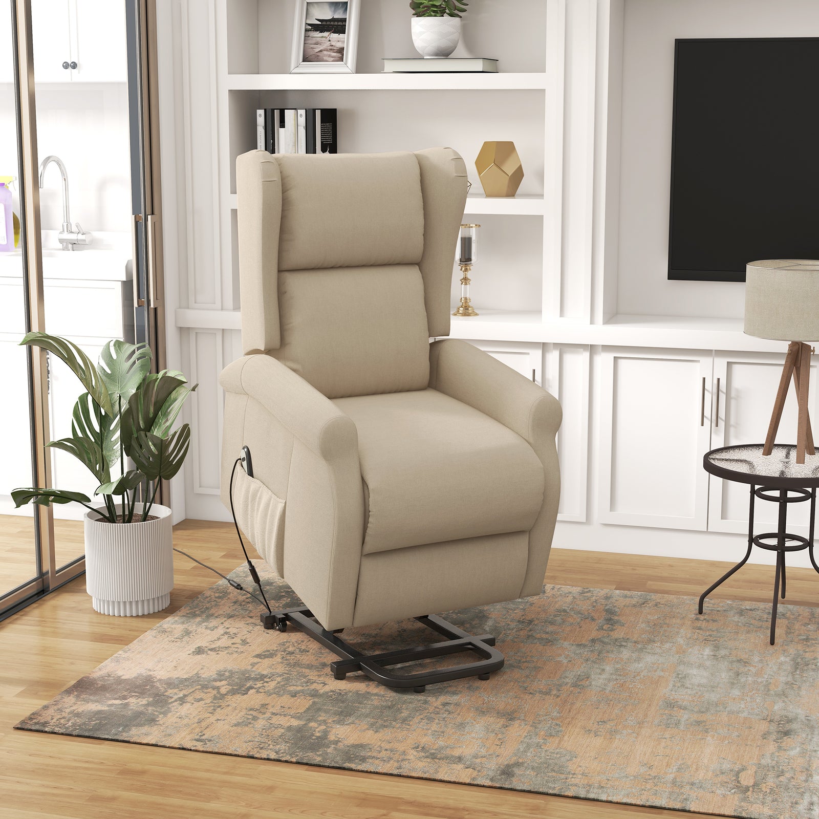 Power Lift Chair For Elderly Fabric Recliner Remote | Beige