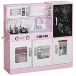 Play Kitchen, Pretend Toy Kitchen W/ Phone, Chalkboard, Sink