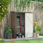 Outdoor Storage Shed Steel Garden Shed With Lockable Door | Brown