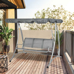 3 Seat Metal Fabric Backyard Balcony Patio Swing Chair | Gray