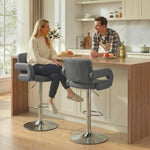 Bar Stools Adjustable Swivel With Armrest Set Of 2 | Grey