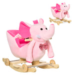 2-in-1 Baby Rocking Horse Ride On Elephant W/ Wheels Music | Pink