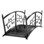 Outsunny 1.2m Metal Garden Bridge With Safety Railings, Outdoor Pond Bridge