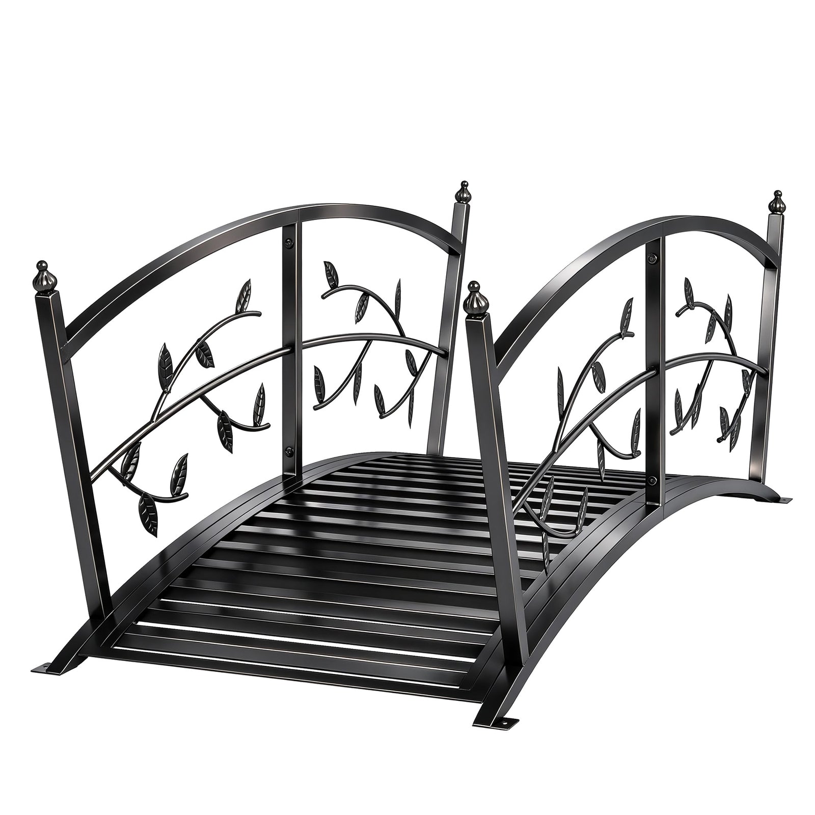 Outsunny 1.2m Metal Garden Bridge With Safety Railings, Outdoor Pond Bridge
