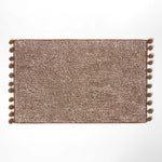 Tufted Cotton Bath Mat With Pom Pom Edges | 50 x 80cm | Chocolate Brown