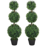 Set Of 2 Decorative Artificial Plants Boxwood Trees In Pot