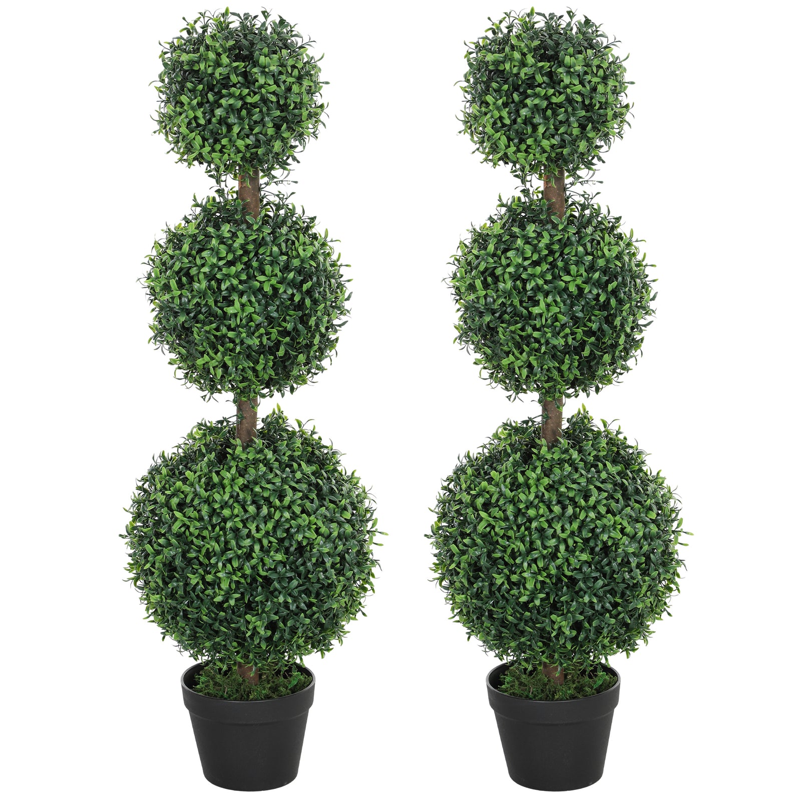 Set Of 2 Decorative Artificial Plants Boxwood Trees In Pot