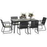 6 Seater Garden Dining Set With Cushions Rattan Backrest | Gray