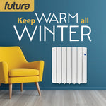 Electric Panel Heater Oil Filled Radiator Day Timer Wall Mounted Low Energy Retention Digital Thermostat Convector | 900w | White