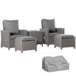 5 Pcs Rattan Sofa Lounge Footstool Coffee Table Set