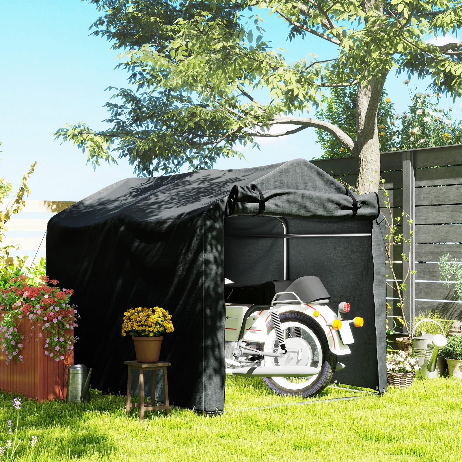 Garden Tool Storage Shed With Roll-up Zipper Door | Dark Gray