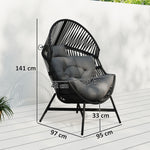 Standing Rattan Garden Egg Chair With Headrest