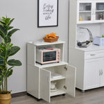 Microwave Cart On Wheels, Storage Shelf, 2-door | White
