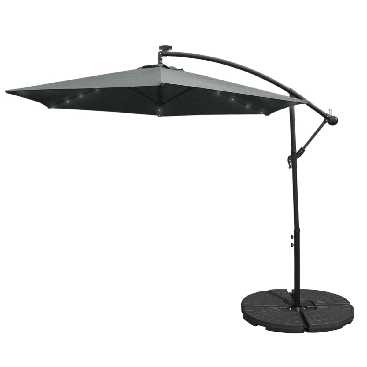 3m Led Cantilever Parasol With Fan Base | Grey