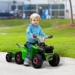 Electric Quad Bike, 6v Kids Ride-on Atv With Back Trailer | Green