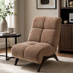 Modern Upholstered Accent Chair High Back Lounge Chair Padded Chenille Armchair With Wooden Legs | Brown
