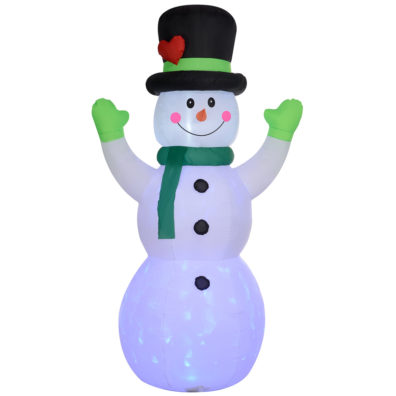 10ft Inflatable Snowman With Black Hat Green Scarf Garden