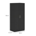Wardrobe For Bedroom, Double Wardrobe With Hanging Rail | One Size | Black