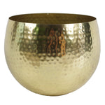 Large Metal Bowl 22 X 18cm Hammered Brass Gold Colour - Straight Edge