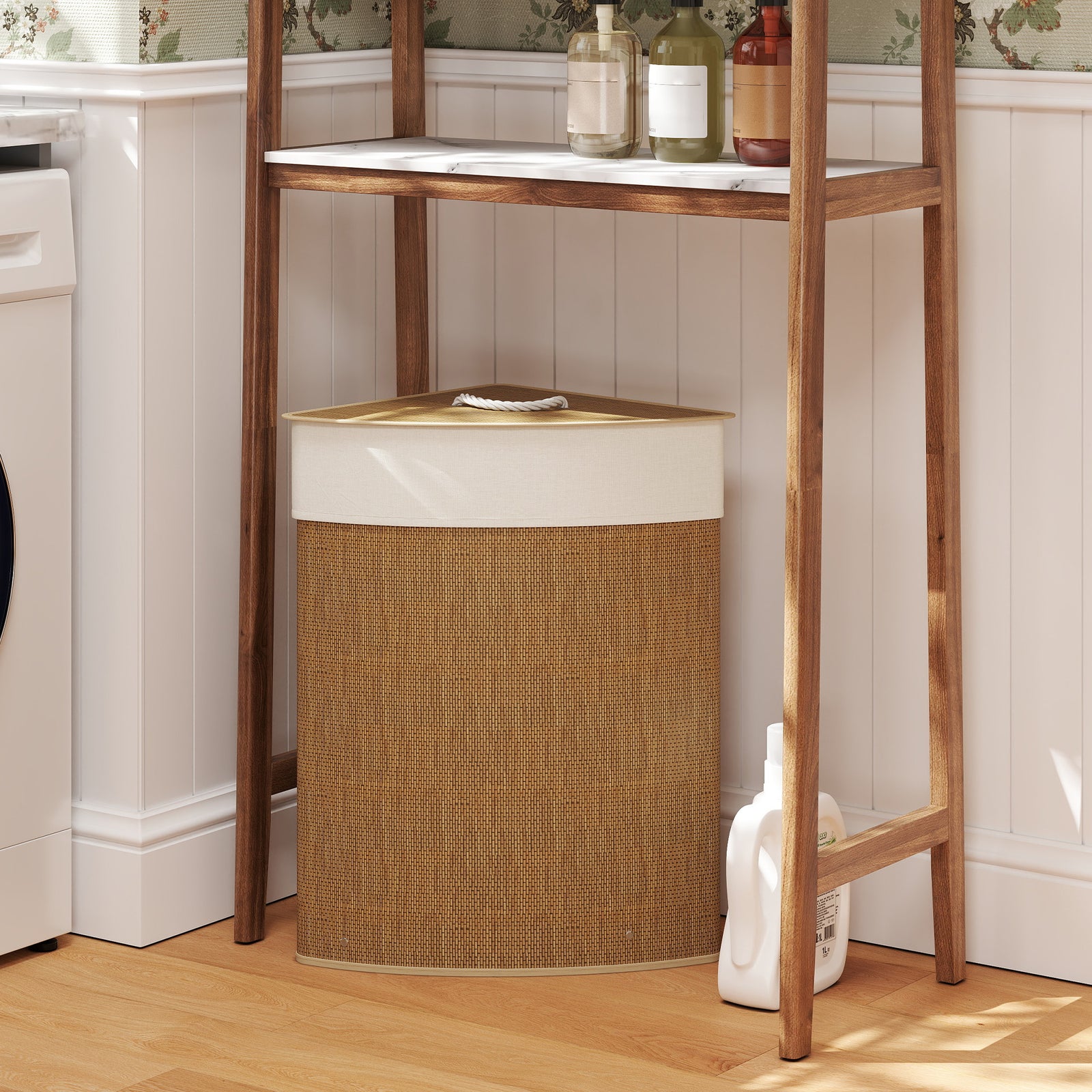 55l Laundry Hamper With Removable Washable Liner Bag | Brown