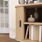 Sideboard Storage Cabinet With Slatted Tambour Sliding Doors