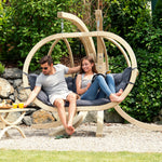 Globo Royal Double Seater Hanging Chair Set In Anthercite | Double | Blue