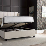 Aurora Velvet Ottoman Bed | Double | Natural