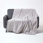 Velvet Cotton Quilted Throw | 125cm x 150cm | Light Grey