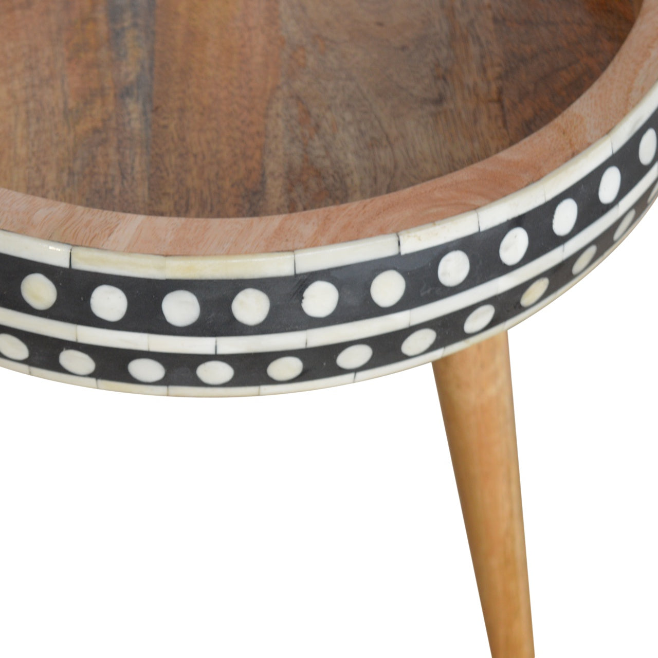Solid Mango Wood Small Dotted End Table