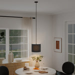 Linen Pendant Light, E27 Lampshade For Living Room, Bedroom | One Size | Black