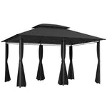 4m X 3(m) Outdoor 2-tier Steel Frame Gazebo W/ Curtains