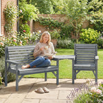 Wood Garden Furniture Set W/ Parasol Hole, Detachable Table | Grey