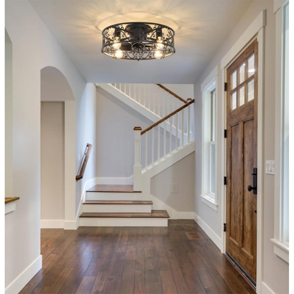 Bath Plus TB+ Industrial Cage Ceiling Fan With Light