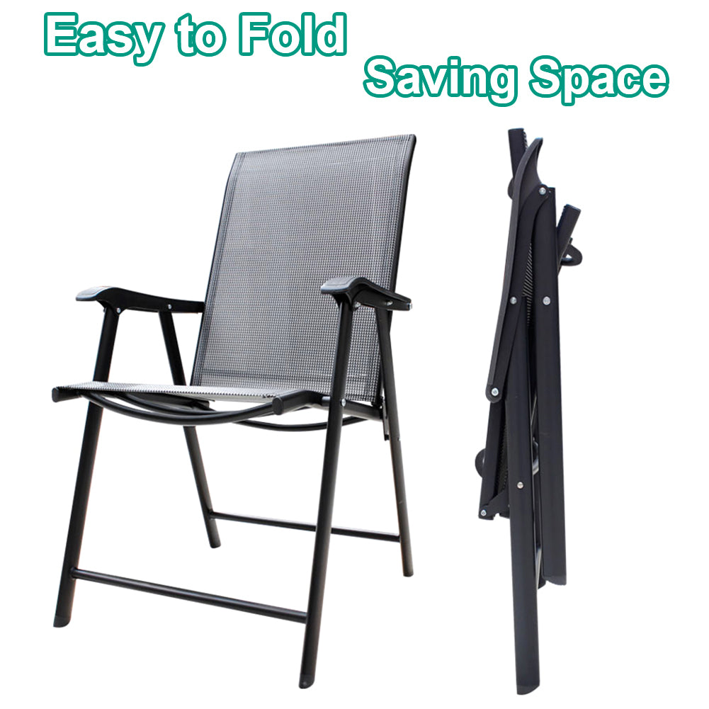 3 Pcs Bistro Set Cast Aluminium Round Patio Dining Table With Foldable Chairs