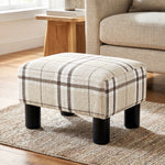 Chic Linen Fabric Foot Stool Ottoman Cube With Legs | Multi Colour