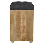 Solid Wood Black Tweed 1 Drawer Bench