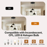 Emitto Pendant Light 3 Lights Height Adjustable Vintage Ceiling Light Black