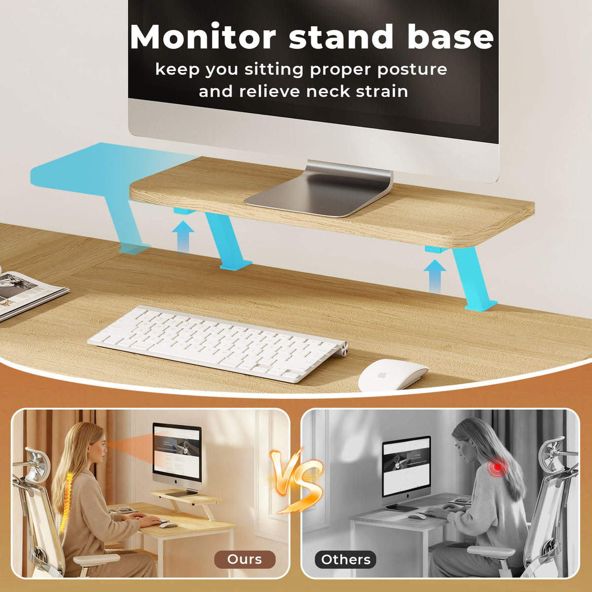 Computer Desk Home Office Table With Storage Shelves Monitor Stand | Oak