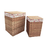 Garden Rose Cotton Lined Light Steamed Square Laundry Baskets | Set of 2 | Pink