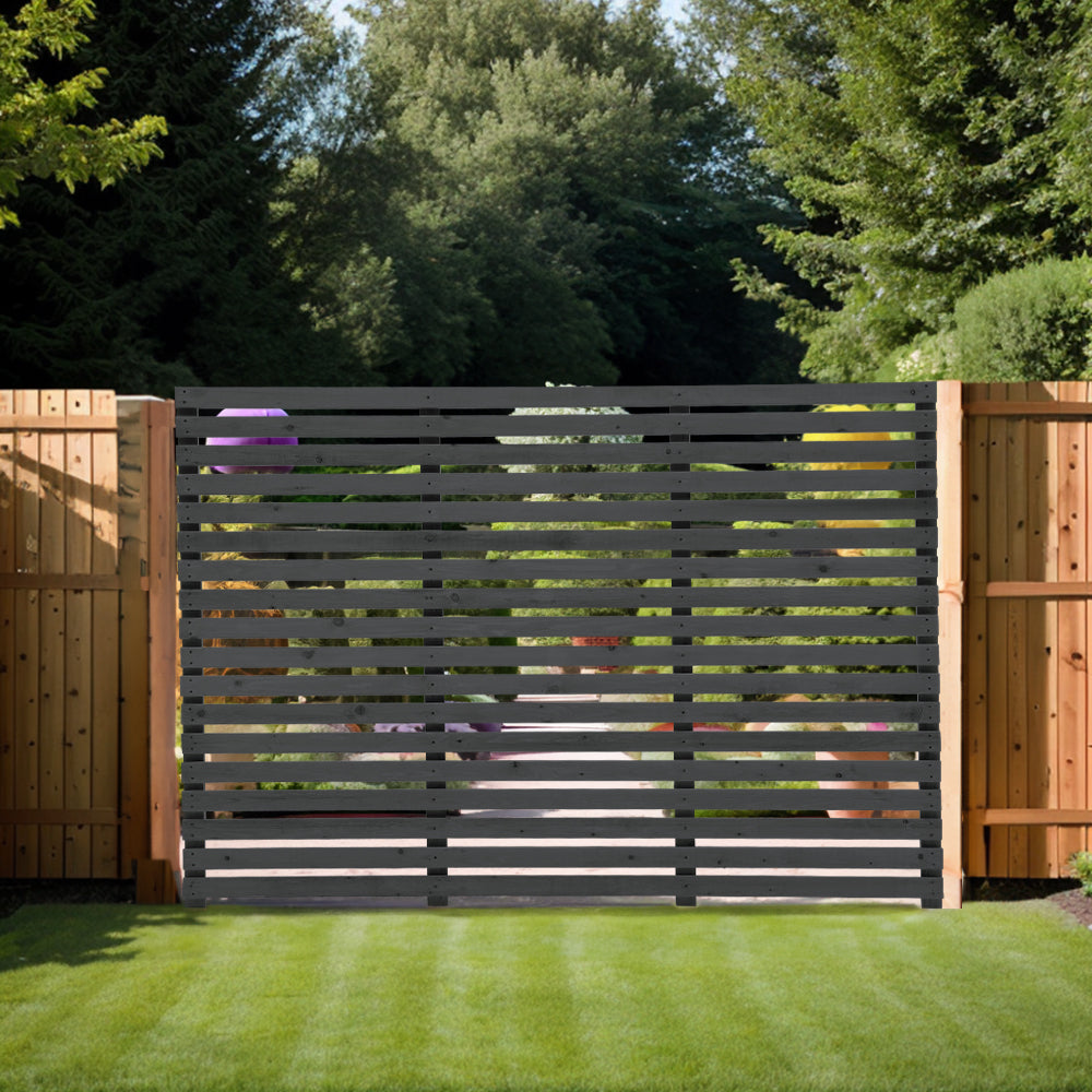 180cm W X 120cm H Garden Privacy Wooden Fence Panel, Solid Pine Slatted Outdoor Fence With Water-based Finish | 120cm | Grey