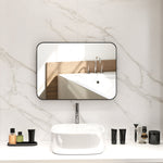 Rectangle Mirror, Wall Mirror With Steel Frame For Bathroom | Small | Black