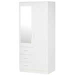 2-door Wardrobe W/ Adjustable Shelf 3 Drawers For Bedroom